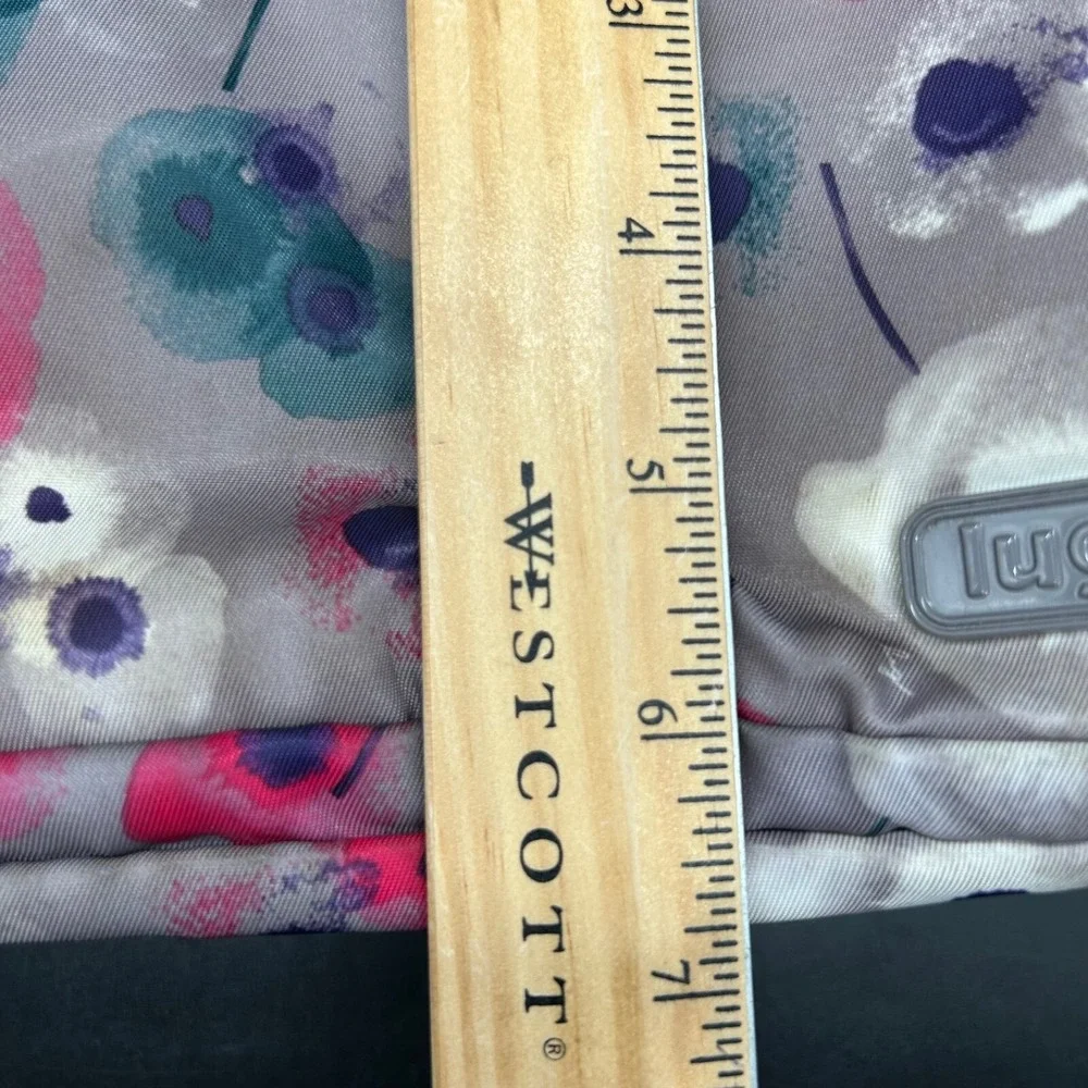 LUG‎ Scoop Crossbody Shoulder Bag Purse Watercolor Grey Pink Teal Flower